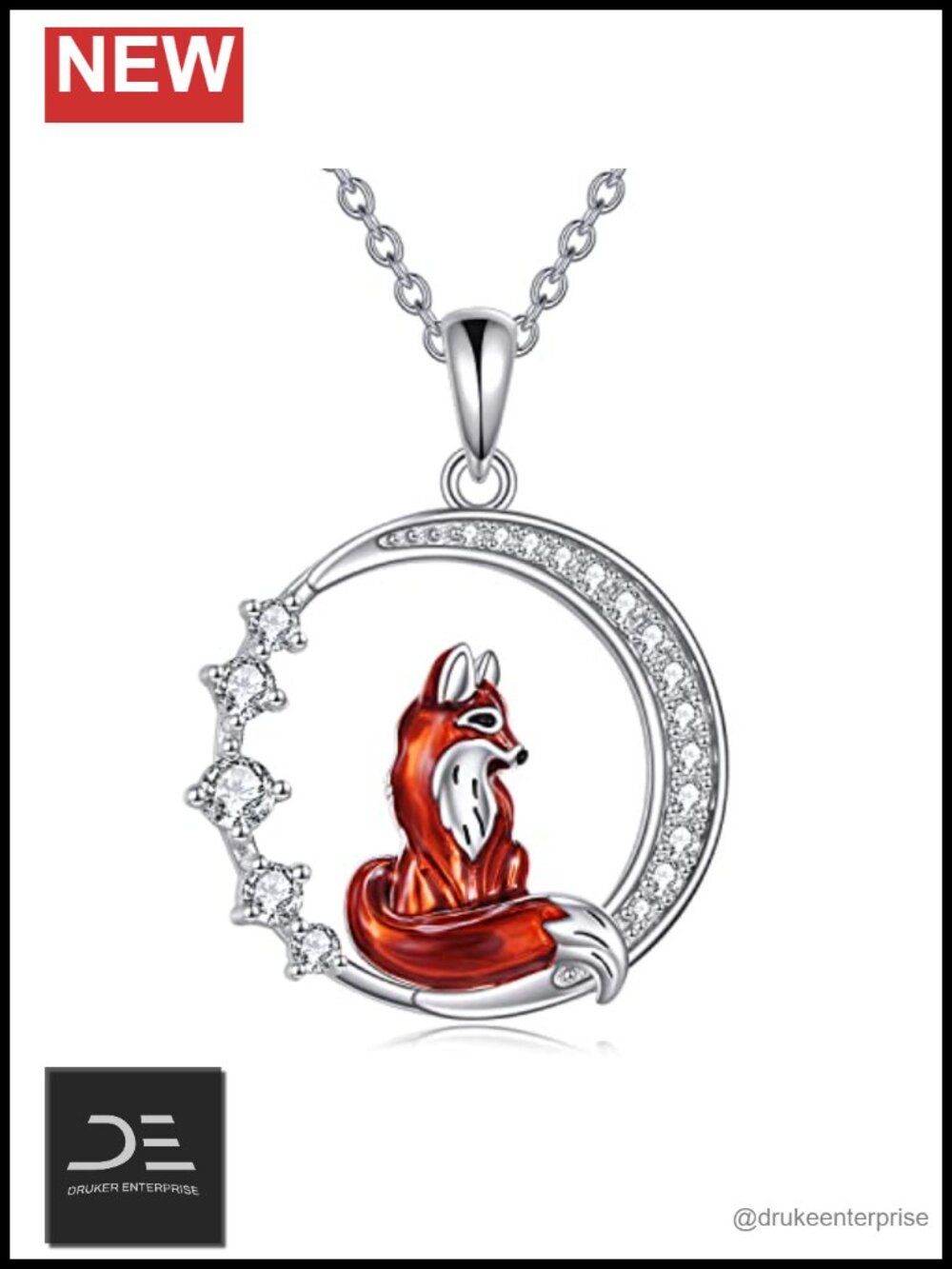 925 Sterling Silver Fox Pendant Necklace, Cute Animal Jewelry Gift for Women